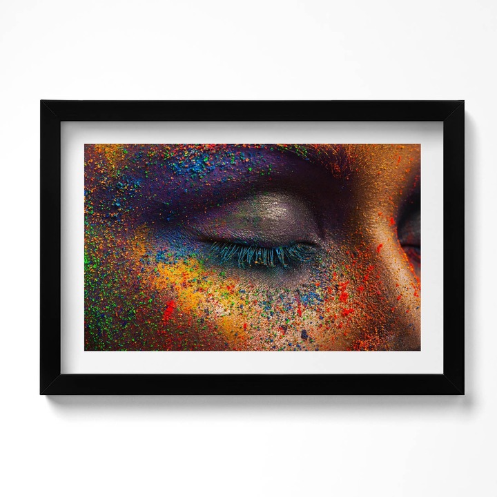 Tablou Inramat, Wallfluent, Ochiul colorat al femeii, Rama negru, 30x20 cm, 010330010100200280614