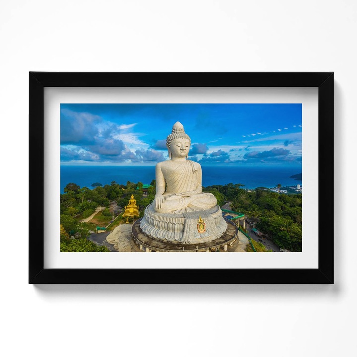 Tablou Inramat, Wallfluent, Buddha Phuket Thailanda, Rama negru, 30x20 cm, 010330010100200280385