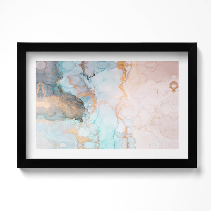 Tablou Inramat, Wallfluent, Abstractia din marmura, Rama negru, 30x20 cm, 010330010100200280428