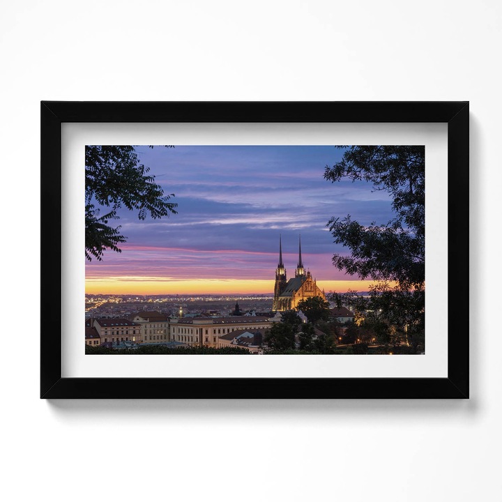 Tablou Inramat, Wallfluent, Rasarit de soare Brno, Rama negru, 30x20 cm, 010330010100200280318