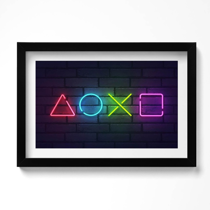 Tablou Inramat, Wallfluent, Simbolurile jucatorului - semne pe panoul consolei, Rama negru, 30x20 cm, 010330010100200281007
