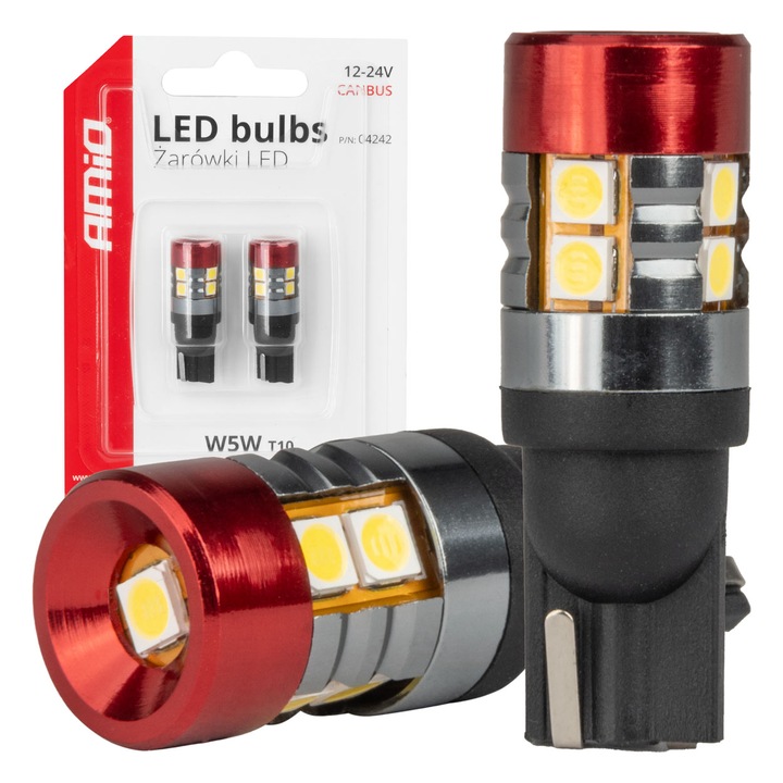 Комплект от 2 LED крушки Canbus 12-24V T10 W5W студено бяло