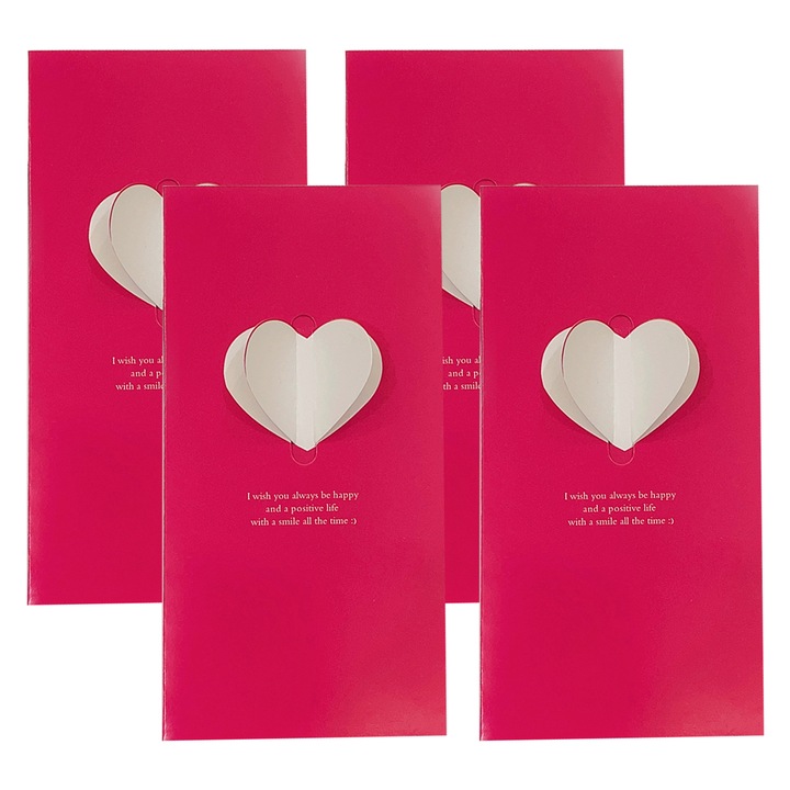 Felicitari Ziua Indragostitilor set, design romantic, alb, 15x10cm