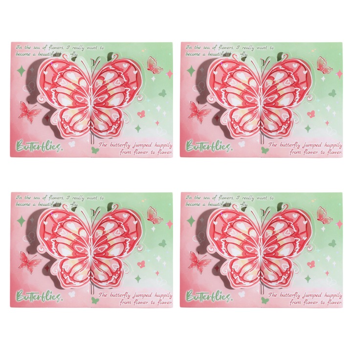 Set de felicitari 3D cu fluturi, Enforose, 10x14cm, 4 seturi