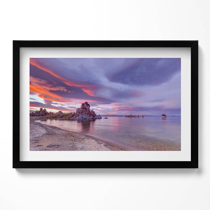 Tablou Inramat, Wallfluent, Lacul Mono California Rasarit, Rama negru, 60x40 cm,010330010110200280359