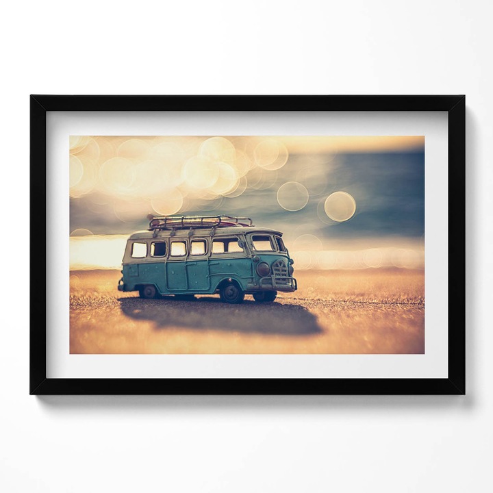 Tablou Inramat, Wallfluent, Rulota pe plaja, Rama negru, 60x40 cm,010330010110200280066