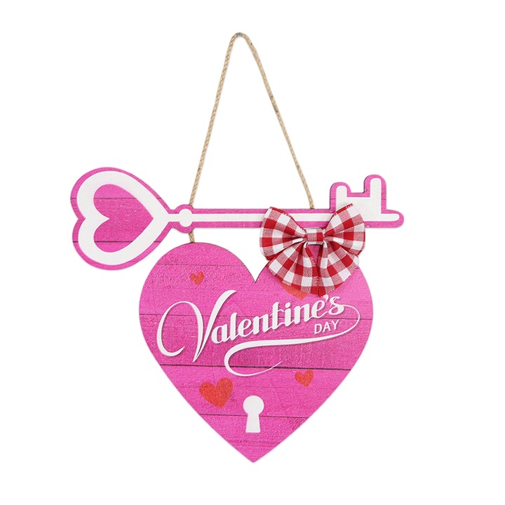 Placa de usa din lemn, Enforose, semn de Valentine's Day, inima, set 1 buc.