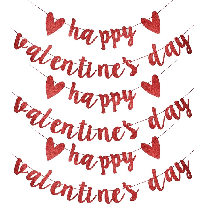 Partytartozék szett, Enforose, szív alakú bannerek, piros és rózsaszín, 15.2x15.2x2.7cm