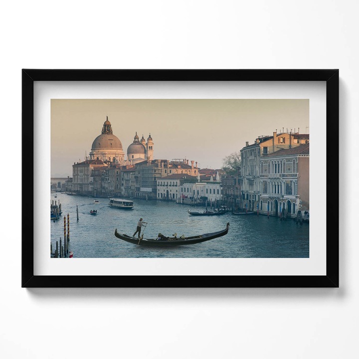 Tablou Inramat, Wallfluent, Gondola in Venetia - Italia, Rama negru, 60x40 cm,010330010110200279959