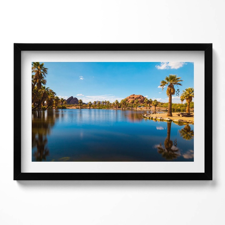 Tablou Inramat, Wallfluent, Peisajul Parcului Papago, Rama negru, 60x40 cm,010330010110200280349