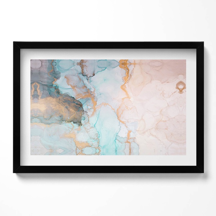 Tablou Inramat, Wallfluent, Abstractia din marmura, Rama negru, 60x40 cm,010330010110200280428