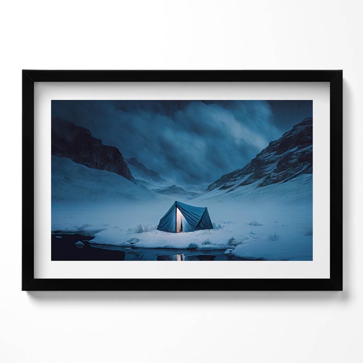 Tablou Inramat, Wallfluent, Cort in muntii Islandei, Rama negru, 60x40 cm,010330010110200280396