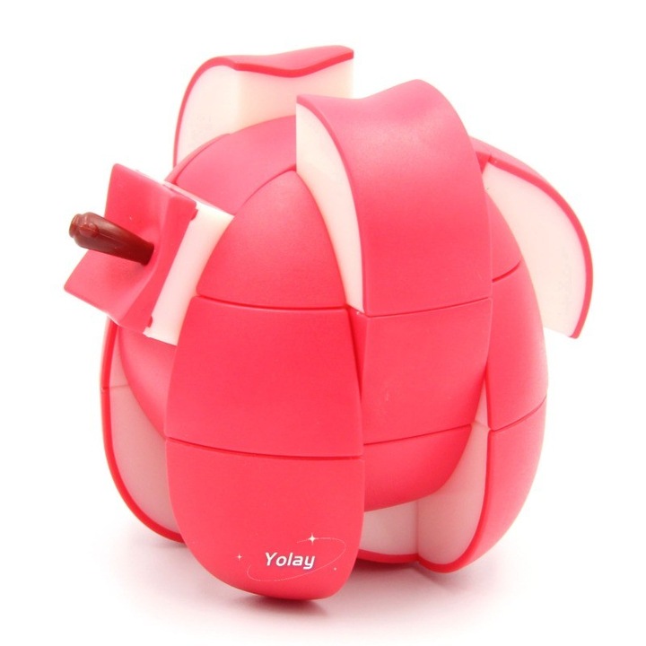 Cub Rubik in forma de mar, jucarie din ABS ecologic, rosu, pentru copii 3 ani+