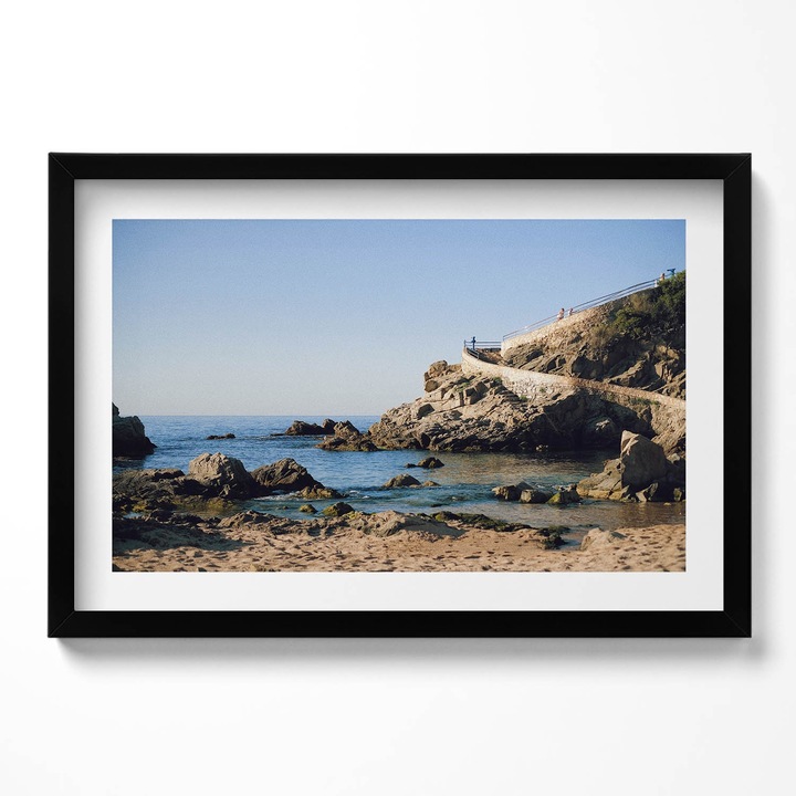 Tablou Inramat, Wallfluent, Plaja de pe Costa Brava, Rama negru, 60x40 cm,010330010110200280304