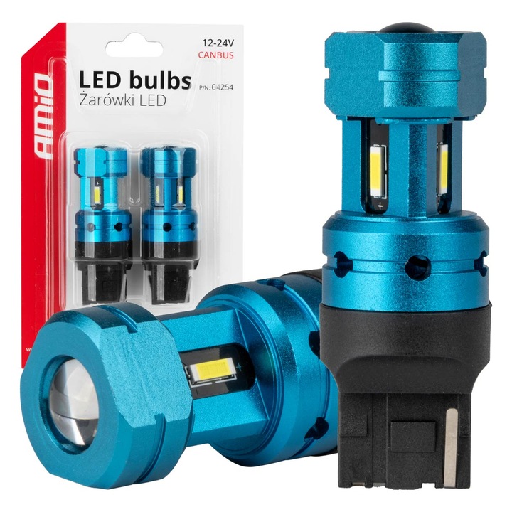 Комплект 2 LED крушки Canbus 12-24V T20 W21W 4smd студено бяло