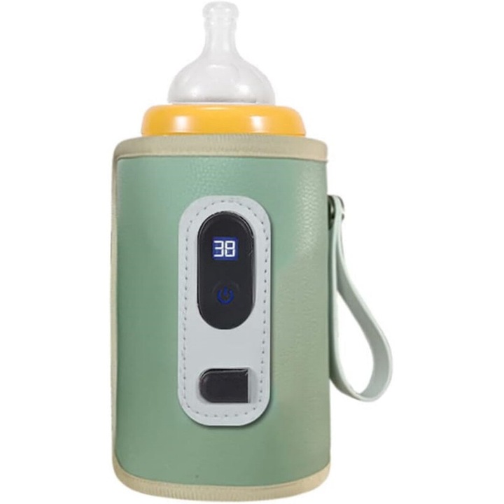 Incalzitor portabil pentru biberon, 5 trepte de temperatura, capacitate 350ml, USB, Verde