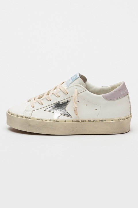 GOLDEN GOOSE, Кожени спортни обувки Hi Star Classic, Лилав/Мръснобял