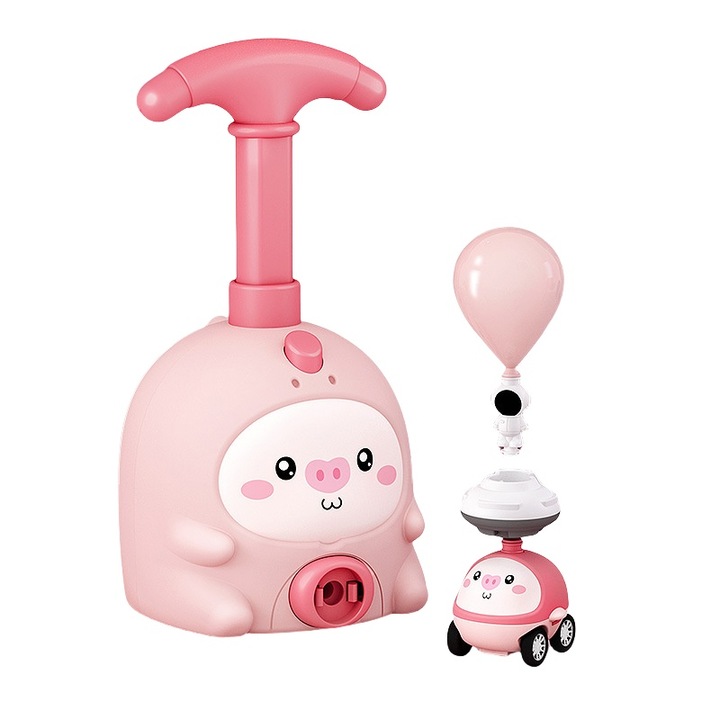 Set de jucarii educationale pentru copii, baloane zburatoare, include 1 masina de desene animate si 6 baloane, roz