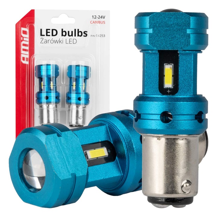 Set 2 becuri LED Canbus 12-24V BAY15D P21/5W lumina alba
