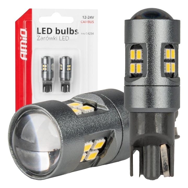 Комплект 2 LED крушки Canbus 12-24V T10 W5W 16smd бяла светлина