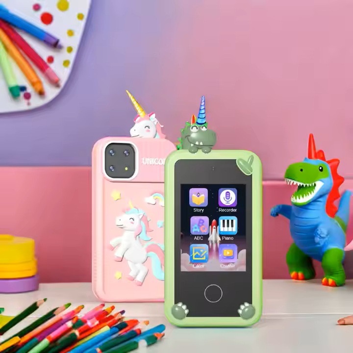 Jucarie Educativa sub forma de telefon cu Proiectie holografica PAPLIX, 10 cantece, 15 povesti, 26 imagini, lanterna, control parental, invatare Alfabet, jocuri, VERDE