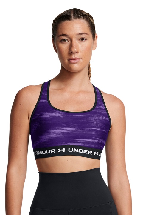 Under Armour, Спортно бюстие със средно ниво на поддръжка, Черен/Виолетов