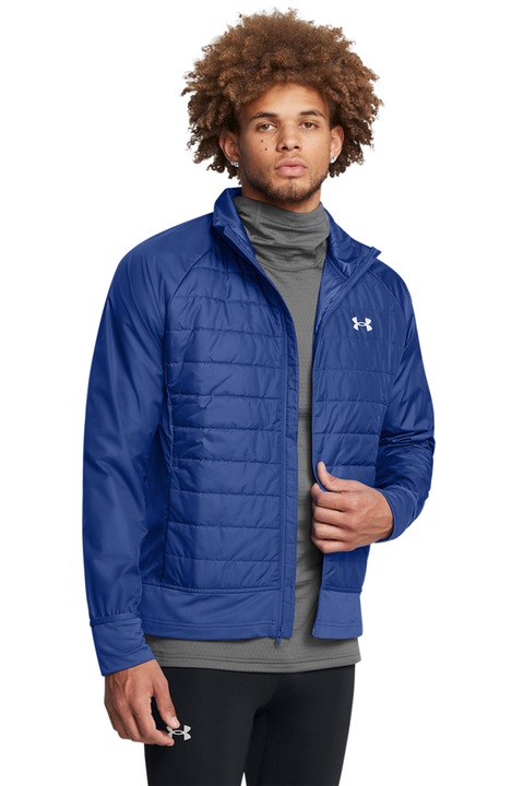 Under Armour, Geaca matlasata cu finisaj rezistent la apa, pentru alergare Launch, Albastru inchis