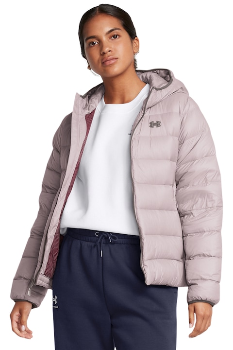 Under Armour, Geaca bufanta cu fermoar, Gri deschis