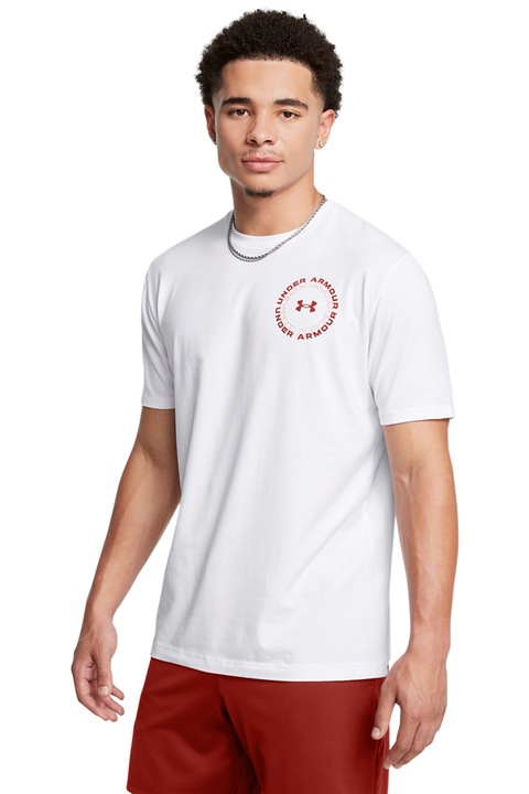 Under Armour, Tricou pentru fitness Radial, Alb/Portocaliu