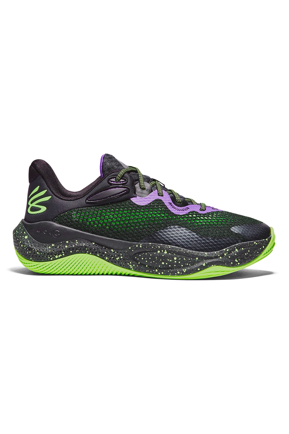 Under Armour, Pantofi pentru baschet Curry Splash 24, Negru, Verde lime, 9.5