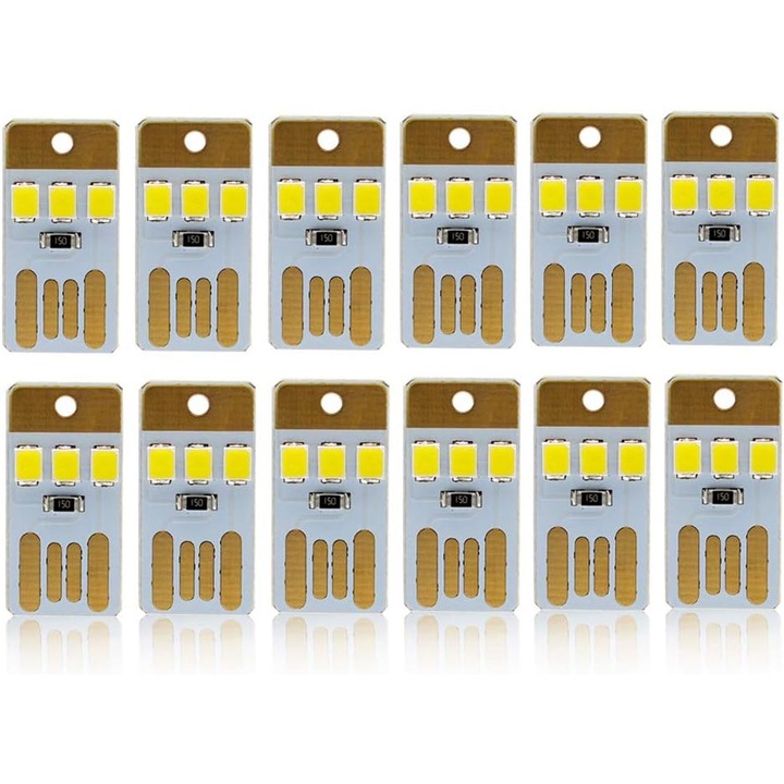 Set 10 Modul lampa mini pe usb, PsAyl®, alb