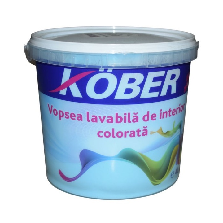 Vopsea lavabila interior, colorata, Kober, azur V8360, 4 L
