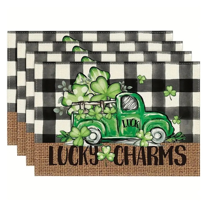 Комплект от 4 ленени салфетки, Enforose, 30x45см, цветни, устойчиви на петна