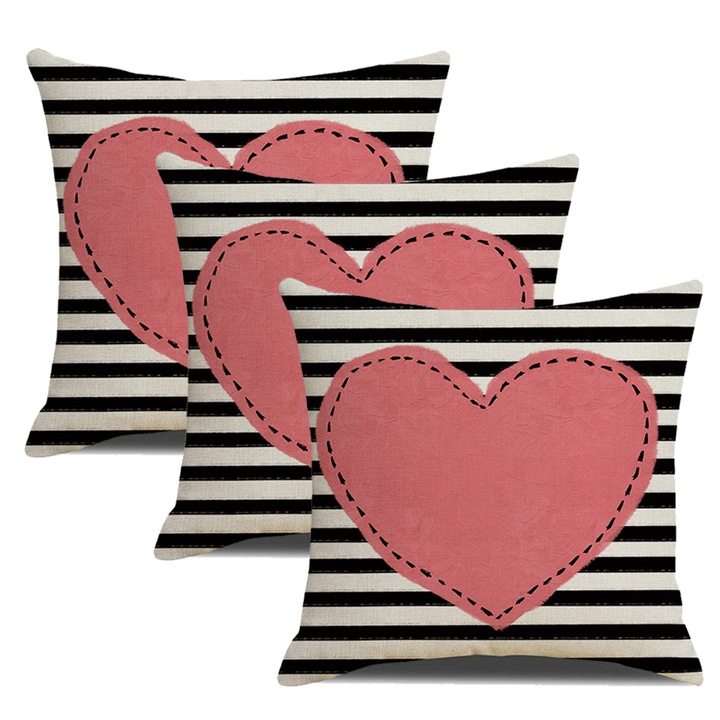 Set de fete de perna Enforose, 3 bucati, rosu, inima, dungi