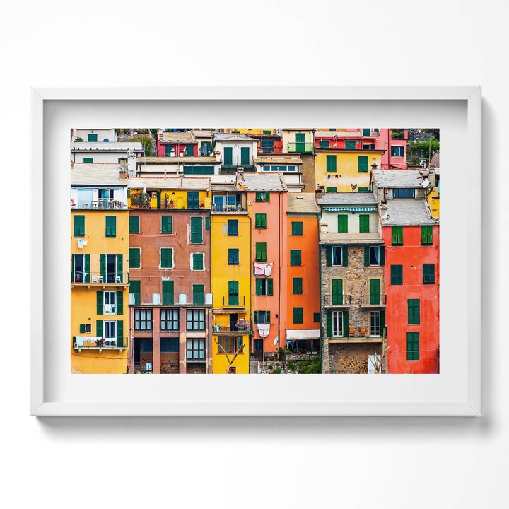 Tablou Inramat, Wallfluent, Panorama orasului noaptea, Rama alba, 70x50 cm, 010330010120100280571