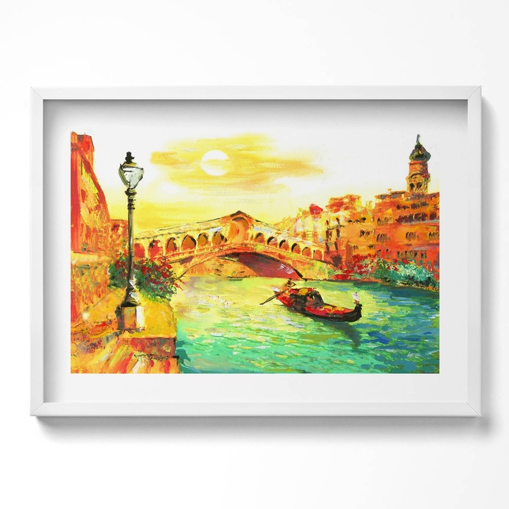 Tablou Inramat, Wallfluent, Rulota pe plaja, Rama alba, 70x50 cm, 010330010120100280066