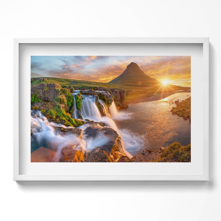 Tablou Inramat, Wallfluent, Rasarit Marea Baltica, Rama alba, 70x50 cm, 010330010120100280278