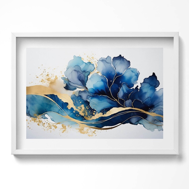 Tablou Inramat, Wallfluent, Textura glamour cu aur, Rama alba, 70x50 cm, 010330010120100280977