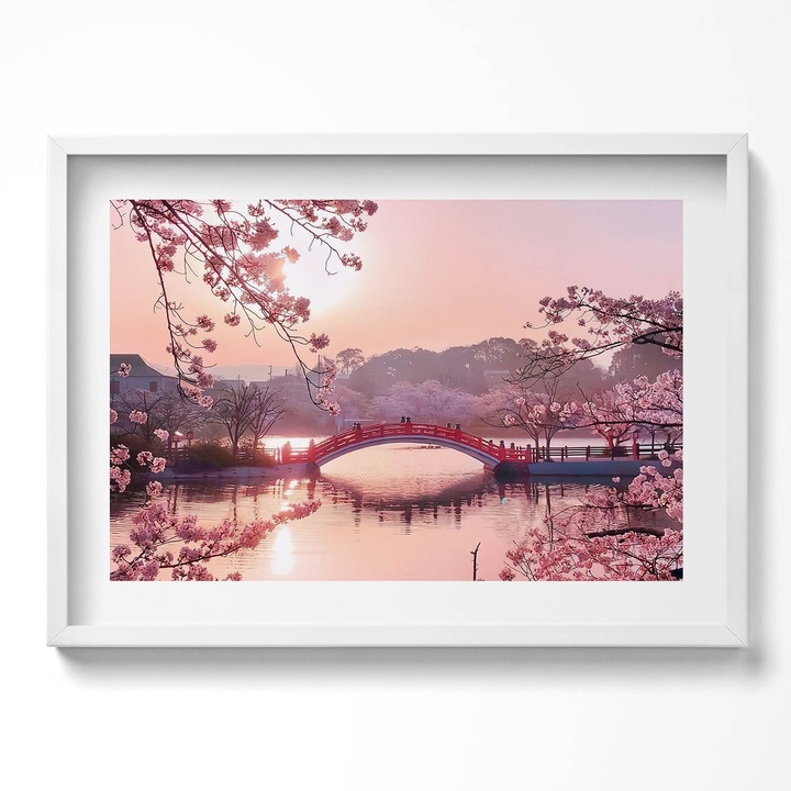 Tablou Inramat, Wallfluent, Nufarul si frunzele, Rama alba, 70x50 cm, 010330010120100280412