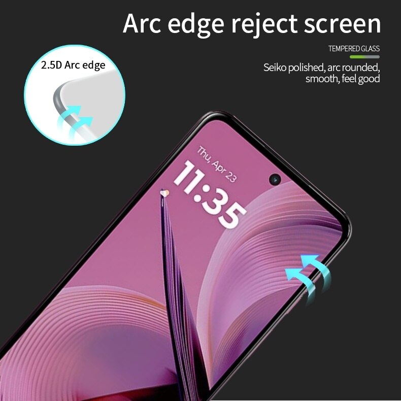 Folie Protectie Ecran pentru Motorola Moto G55, Sticla Securizata Temperata 9D, Margini negre