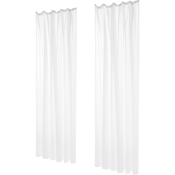 2db függöny készlet, DECONOVO, félig átlátszó, tépőzáras, 132 x 242 cm, fehér