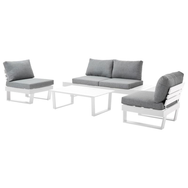 Set 4 piese gradina/terasa, Maison Mex ALORA, alb/gri