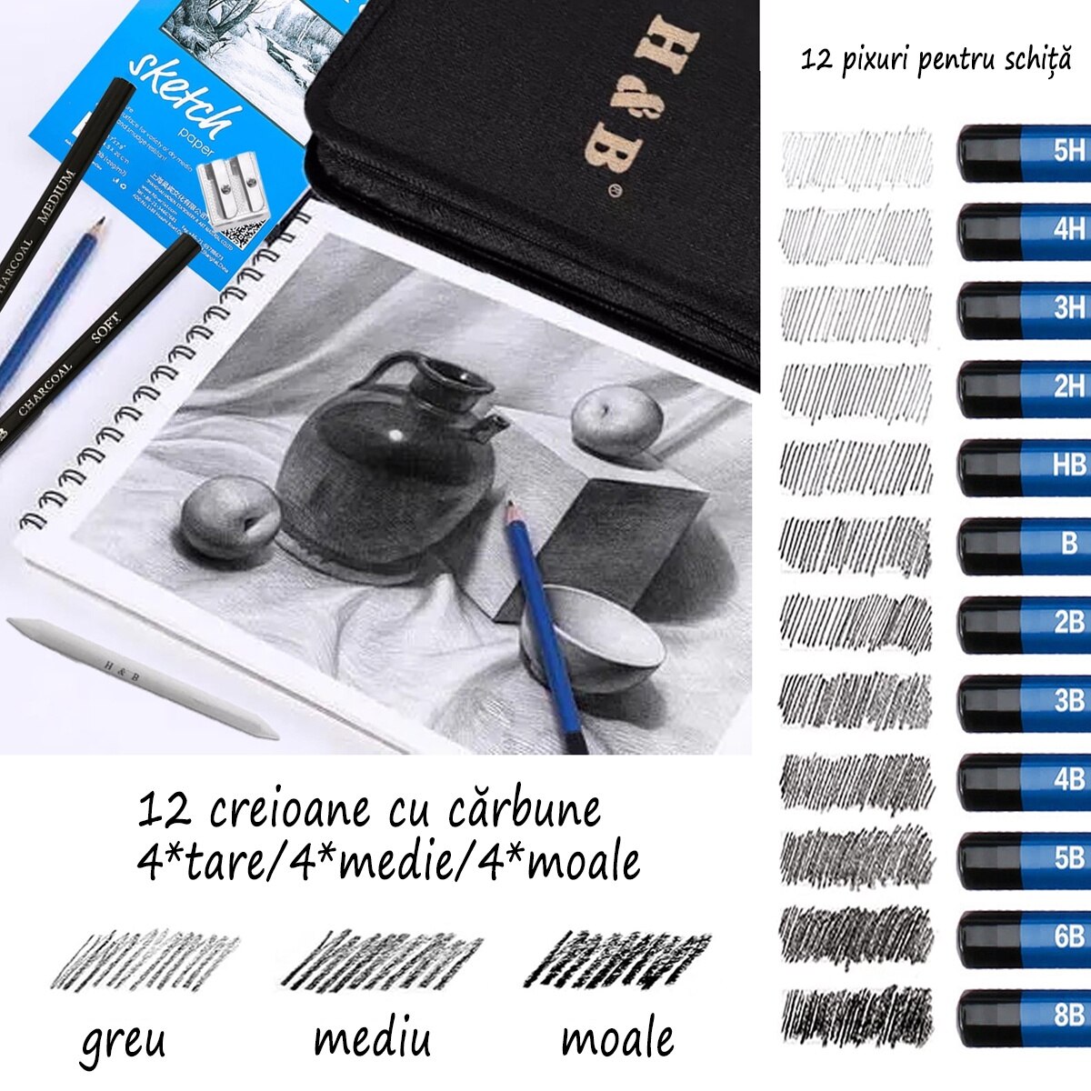 71 de instrumente de desen pentru artisti cu 1 carte de bucata