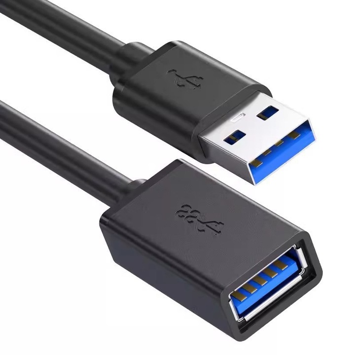 Комплект от 2 USB 3.0 удължителен кабел, JENUOS®, USB 3.0 мъжки към USB 3.0 женски, трансфер на данни, 2M, черен