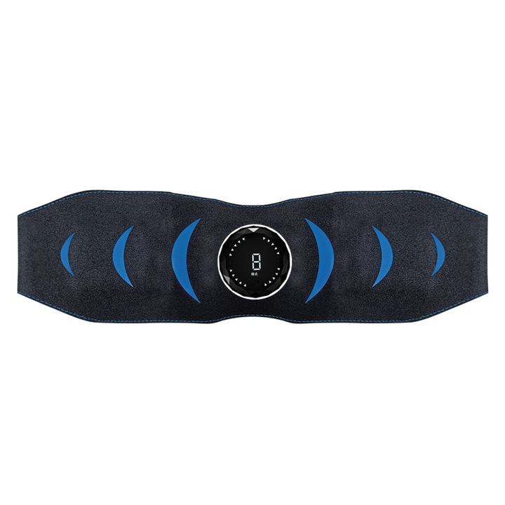 Колан за коремни мускули, за допълнителна тренировка, отслабване и тонизиране, EMS електростимулация, 8 програми, Vanaxalife, черен