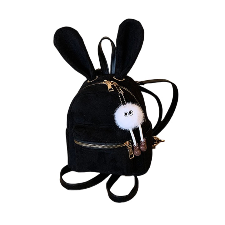 Rucsac dama, de tip geanta, Freeland B860, Pandantiv, Piele ecologica, Negru