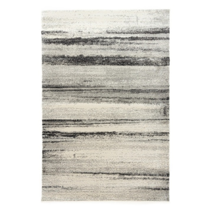 Covor living / dormitor Carpeta Matrix 1168-1-18433, 120 x 170 cm, polipropilena, alb + gri + negru, dreptunghiular