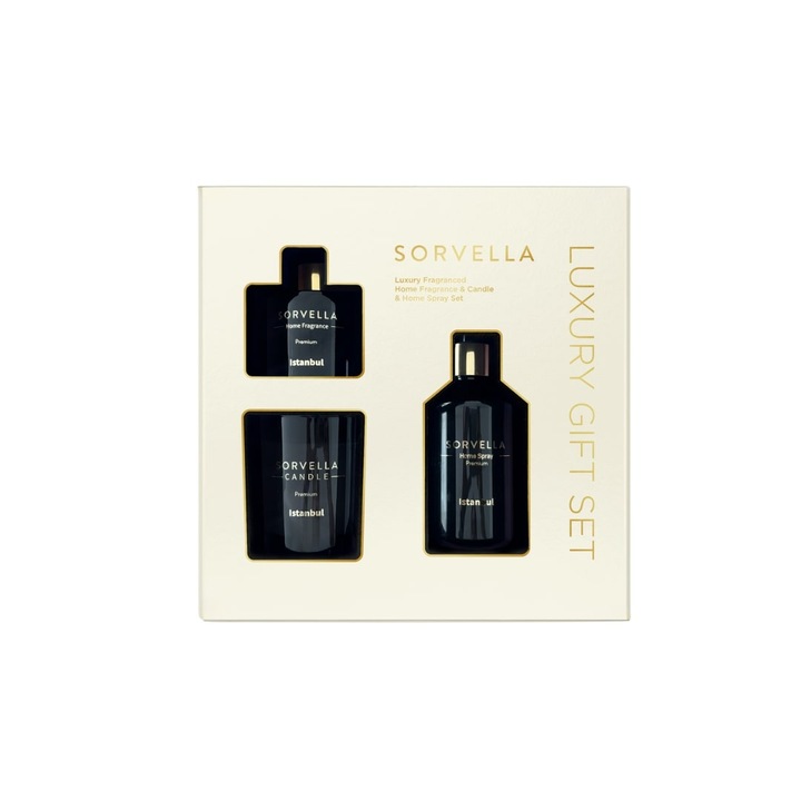 Sorvella Luxury Istanbul ajándék készlet, szobadiffúzor, spray és illatos gyertya, Sorvella, 3 elem