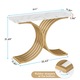 Masa consola moderna, Tribesigns, 100x30cm, alb, 80cm inaltime, picioare metalice geometrice