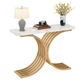 Masa consola moderna, Tribesigns, 100x30cm, alb, 80cm inaltime, picioare metalice geometrice
